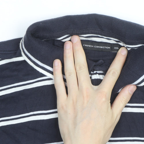 French Connection Men's Blue Striped 3XL Polo Shirt
