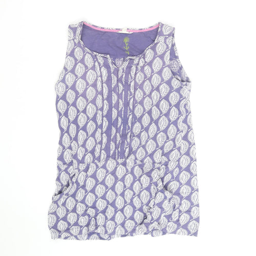 White Stuff Womens Purple Leaf Print Sleeveless Tunic Top Size 12