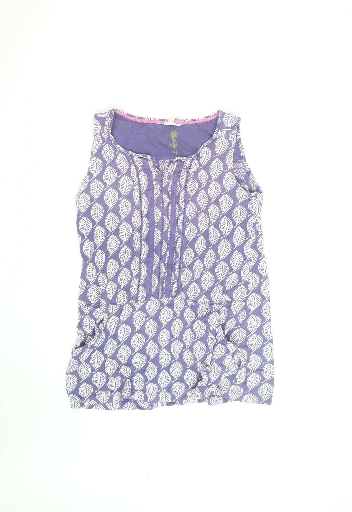 White Stuff Womens Purple Leaf Print Sleeveless Tunic Top Size 12
