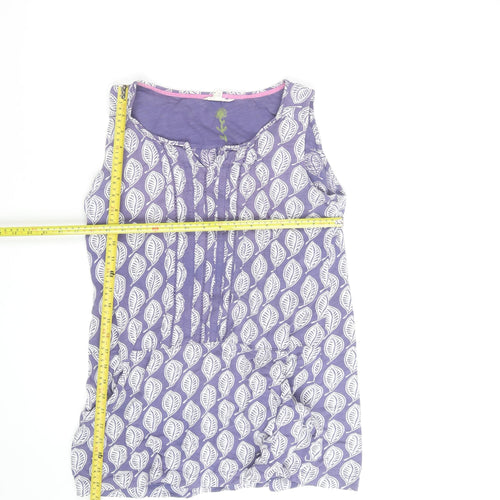 White Stuff Womens Purple Leaf Print Sleeveless Tunic Top Size 12