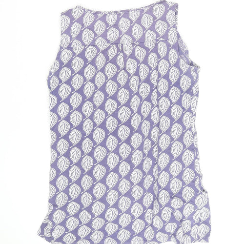 White Stuff Womens Purple Leaf Print Sleeveless Tunic Top Size 12