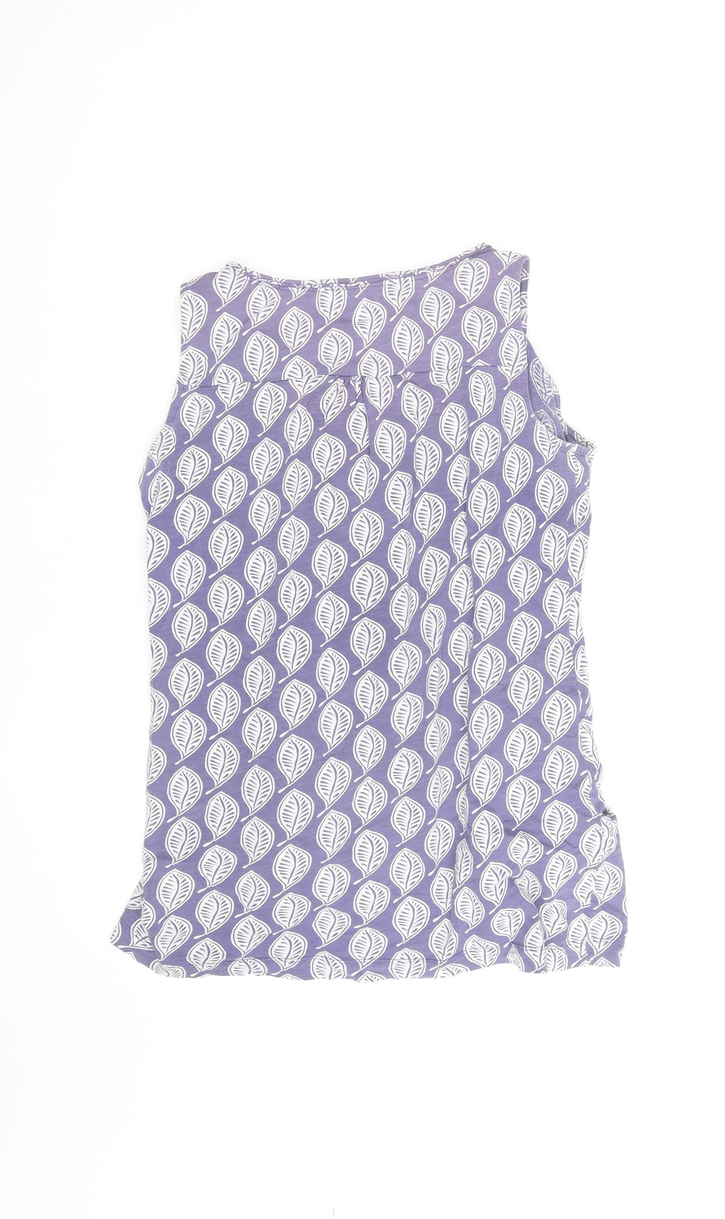 White Stuff Womens Purple Leaf Print Sleeveless Tunic Top Size 12