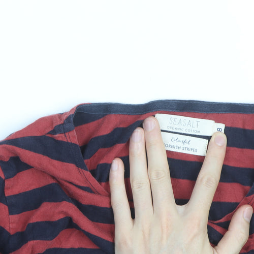 Seasalt Women’s Red Striped Organic Cotton Long Sleeve T-Shirt Size 8