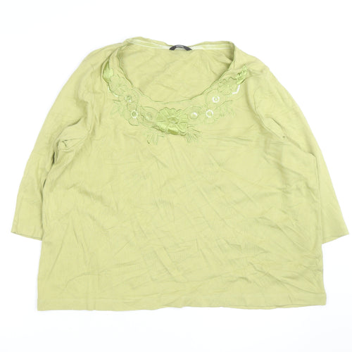 Marks and Spencer Women’s Green Embroidered Tunic Top UK 24 Cotton
