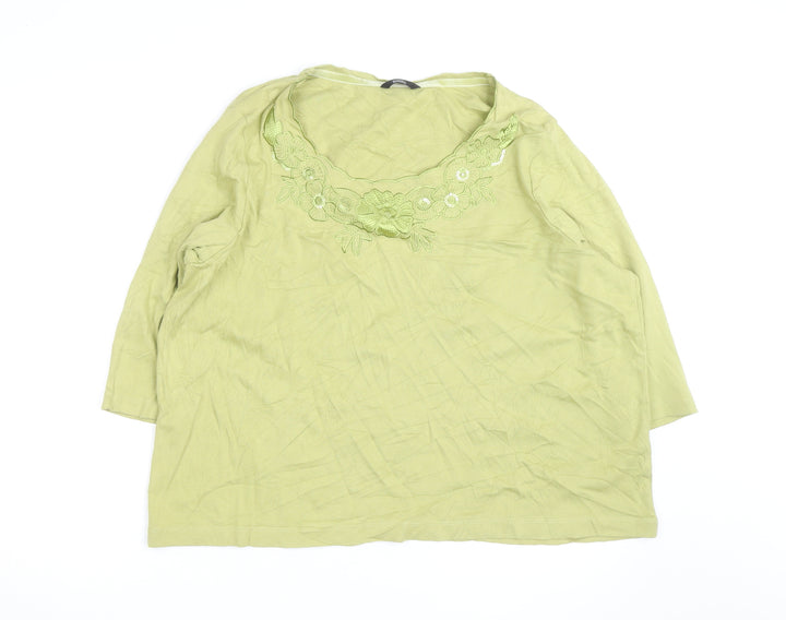 Marks and Spencer Women’s Green Embroidered Tunic Top UK 24 Cotton