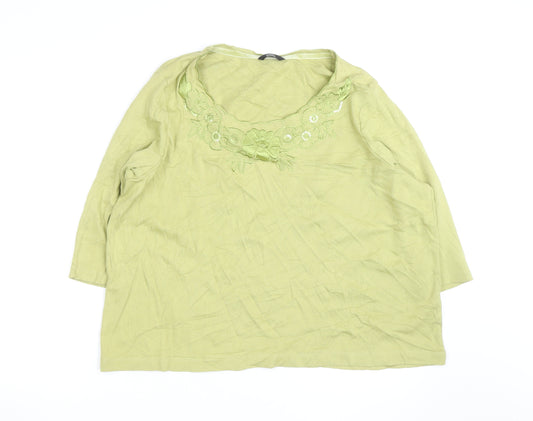 Marks and Spencer Women’s Green Embroidered Tunic Top UK 24 Cotton