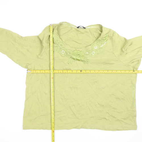 Marks and Spencer Women’s Green Embroidered Tunic Top UK 24 Cotton