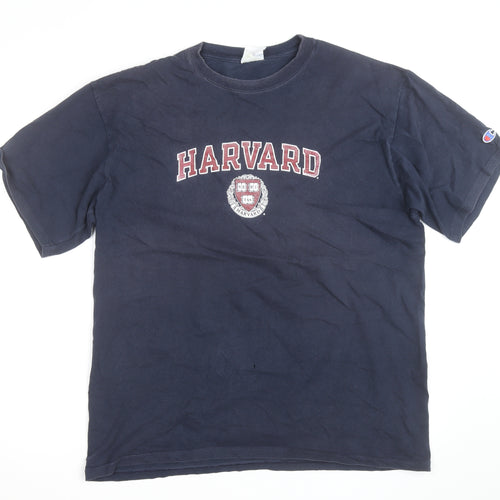 Champion Men's Blue Harvard University Graphic T-Shirt XL