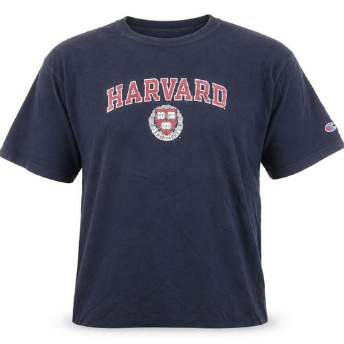 Champion Men's Blue Harvard University Graphic T-Shirt XL