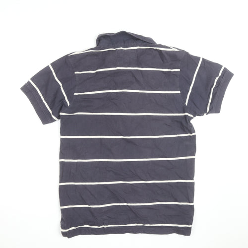 Crew Clothing Co Mens Navy Blue Striped Cotton Polo Shirt Size L