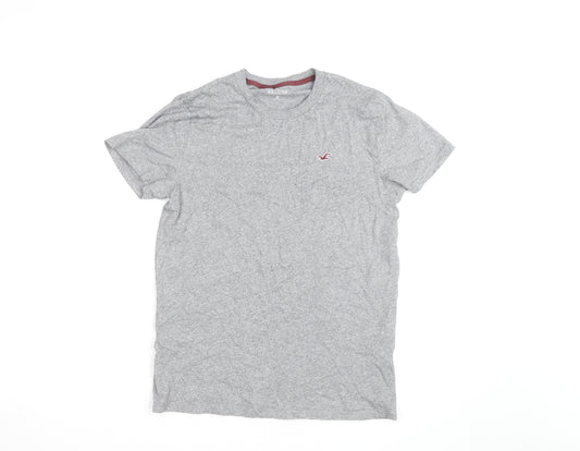 Hollister Men's Grey Cotton Crew Neck T-Shirt Size S Classic Fit
