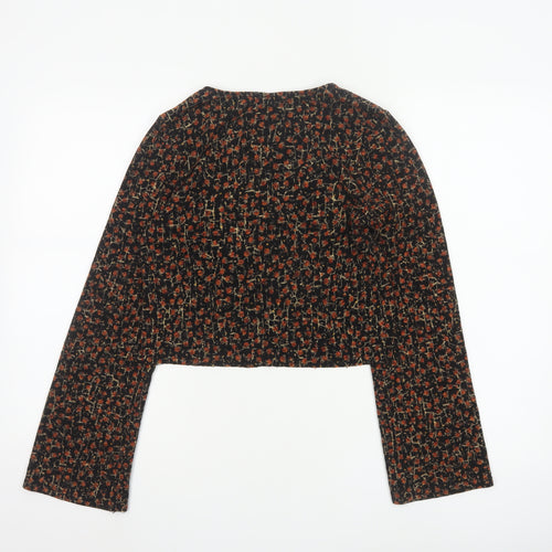 Urban Outfitters Women Black Floral Cropped Blouse Size S Retro Style