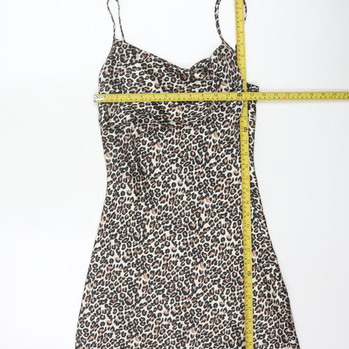 Wednesday's Girl Women's Brown Leopard Print XS Slip Dress