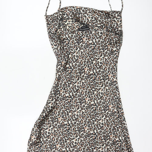Wednesday's Girl Women's Brown Leopard Print XS Slip Dress