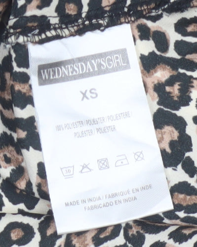 Wednesday's Girl Women's Brown Leopard Print XS Slip Dress