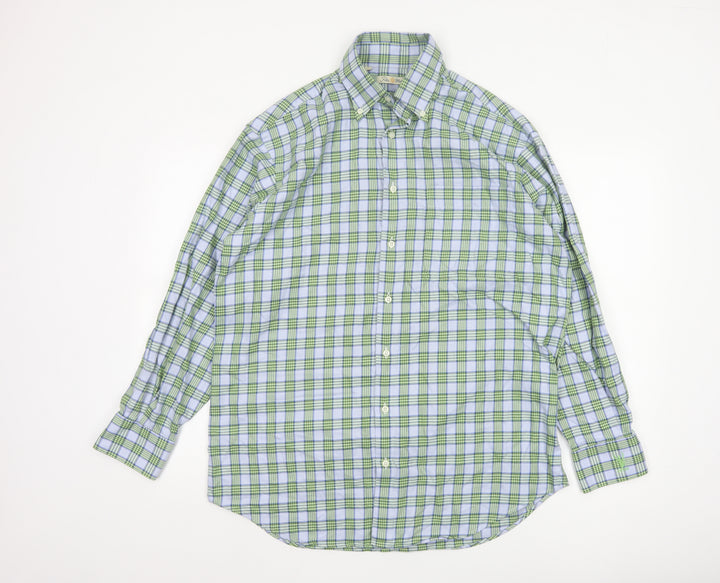 Peter Millar Men's Green Plaid Button-Down Shirt Size M Regular Fit
