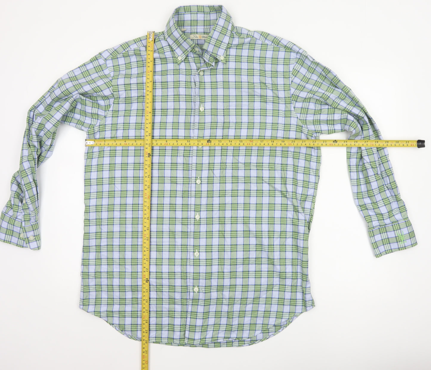 Peter Millar Men's Green Plaid Button-Down Shirt Size M Regular Fit