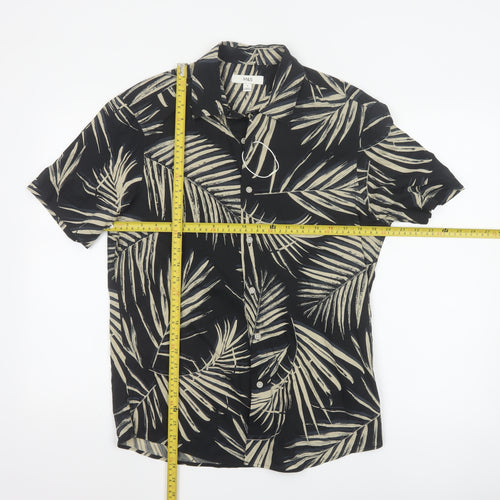 Marks and Spencer Men's Black Tropical Short Sleeve Button-Up Shirt Size S