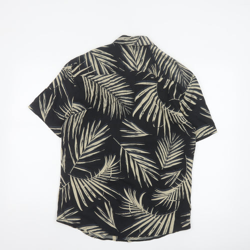 Marks and Spencer Men's Black Tropical Short Sleeve Button-Up Shirt Size S