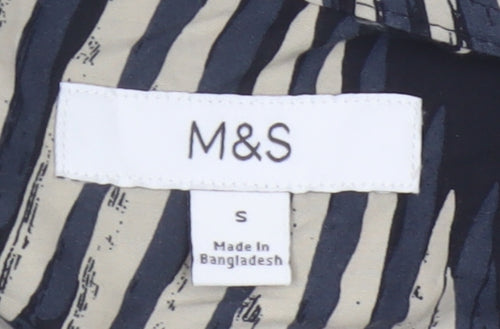 Marks and Spencer Men's Black Tropical Short Sleeve Button-Up Shirt Size S