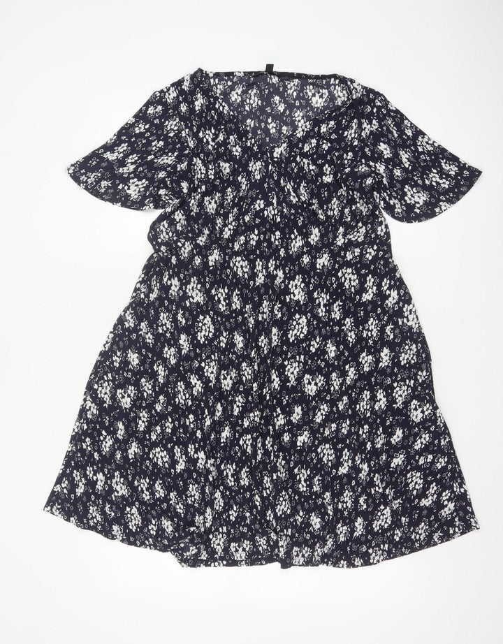 Roman Petite Women’s Blue Floral Fit & Flare Knee Length Dress Size 12