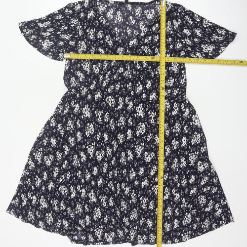 Roman Petite Women’s Blue Floral Fit & Flare Knee Length Dress Size 12