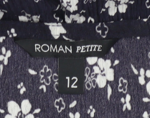 Roman Petite Women’s Blue Floral Fit & Flare Knee Length Dress Size 12