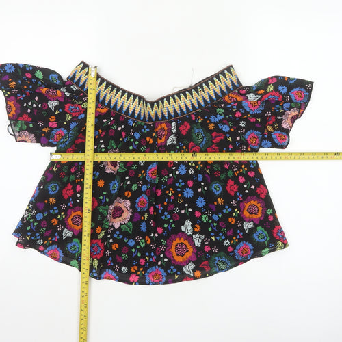 Guess Womens Multicoloured Floral Off Shoulder Boho Blouse XS
