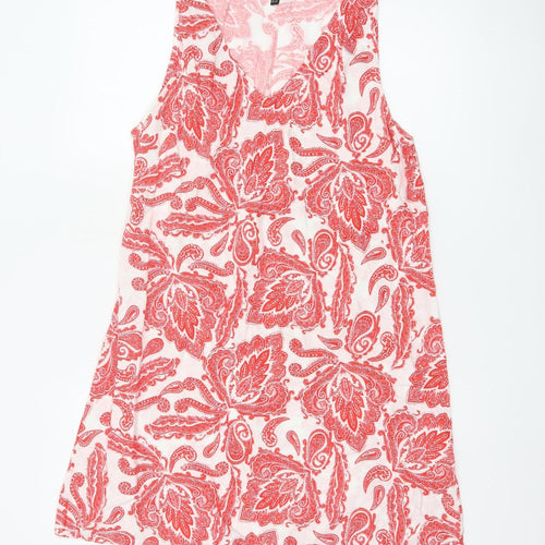 Lipsy Women Red Paisley Sleeveless V-Neck Shift Dress Size 14