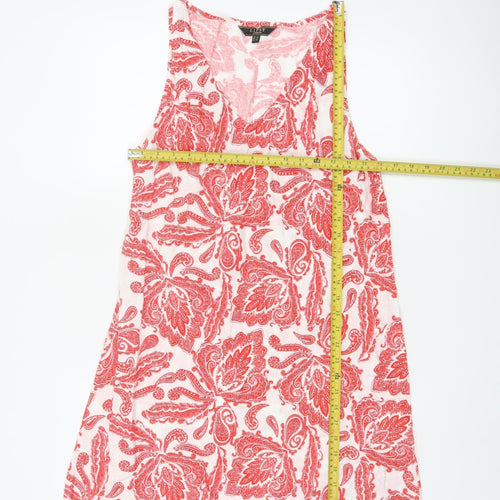 Lipsy Women Red Paisley Sleeveless V-Neck Shift Dress Size 14