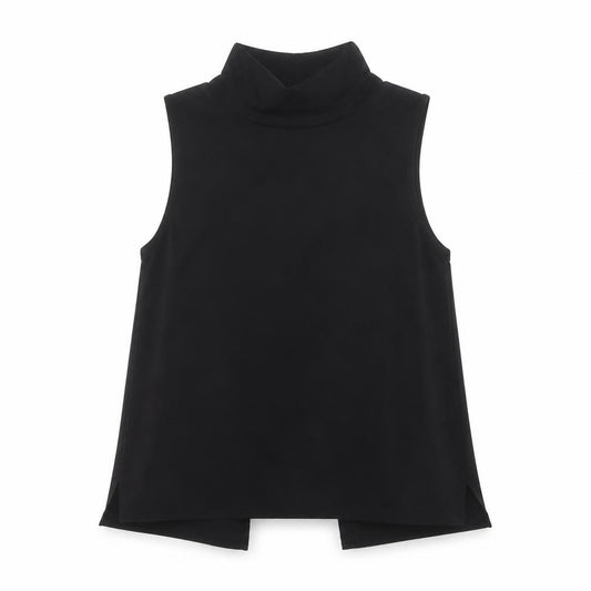 Front view of French Connection Women's Black Sleeveless Wrap Blouse, size S