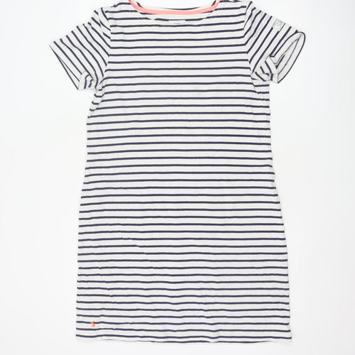 Joules Women's White Navy Striped T-Shirt Dress Size 14