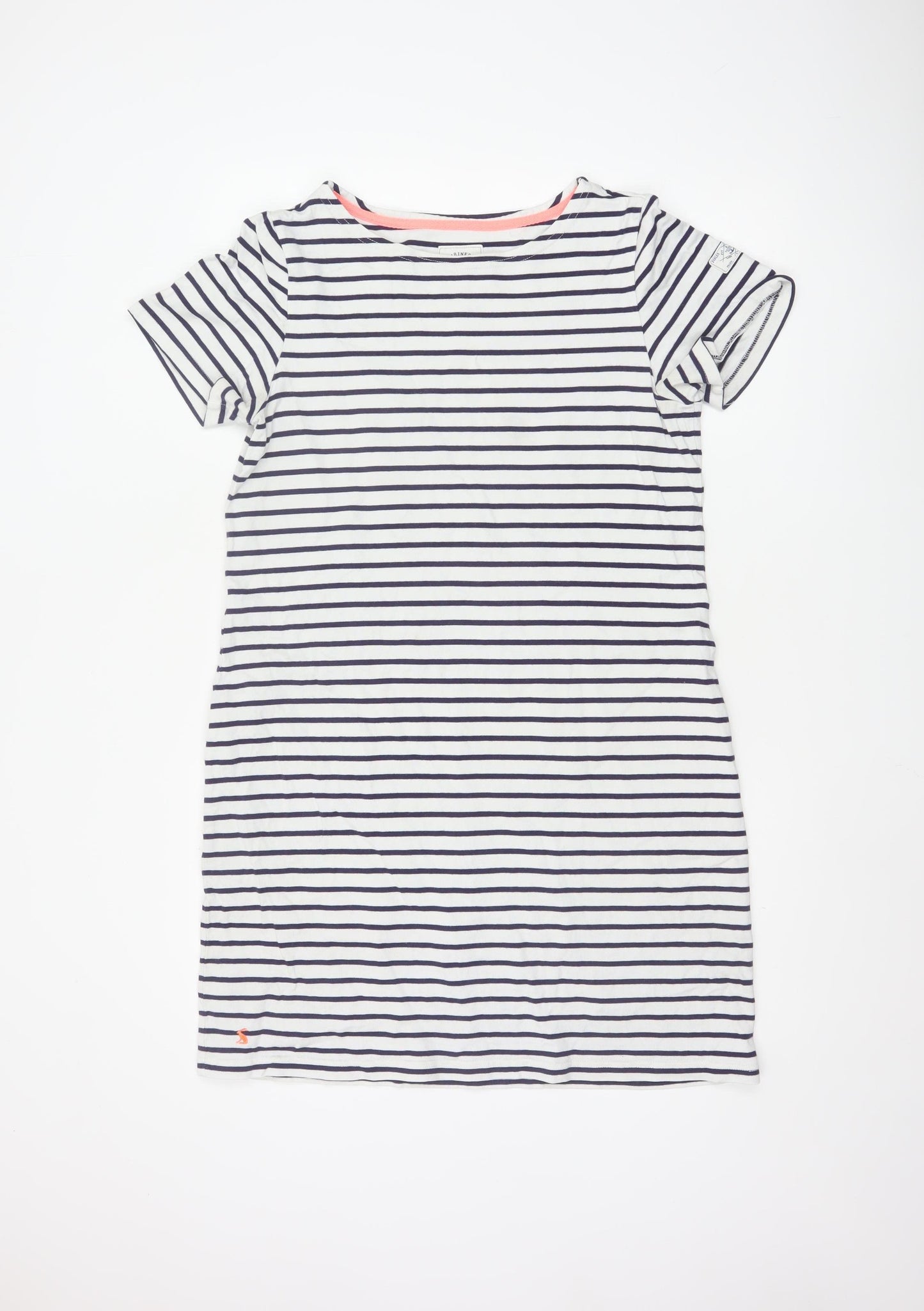 Joules Women's White Navy Striped T-Shirt Dress Size 14