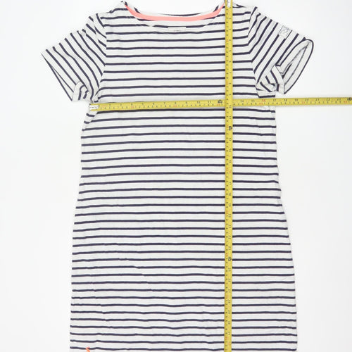 Joules Women's White Navy Striped T-Shirt Dress Size 14