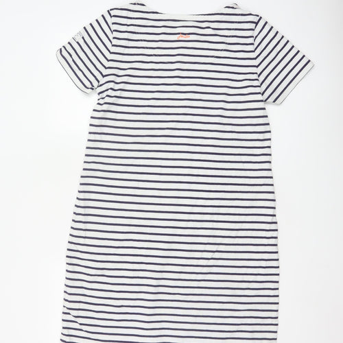 Joules Women's White Navy Striped T-Shirt Dress Size 14