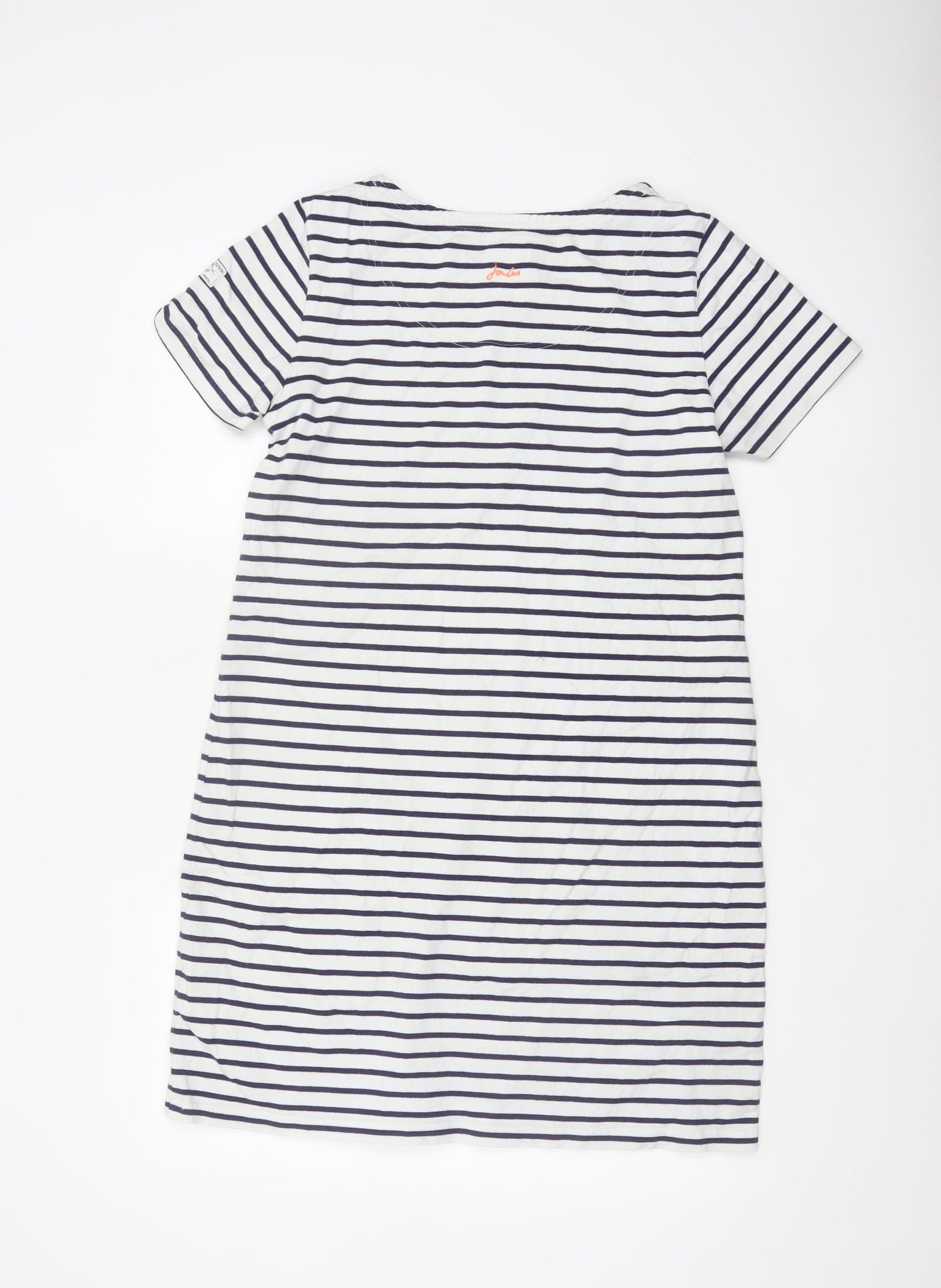 Joules Women's White Navy Striped T-Shirt Dress Size 14