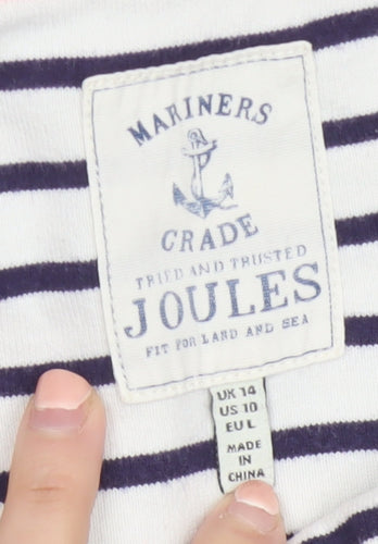 Joules Women's White Navy Striped T-Shirt Dress Size 14