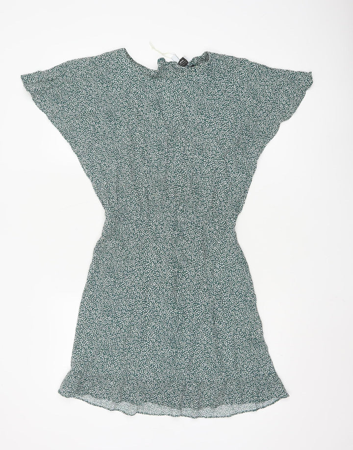 & Other Stories Women Green Floral Short Shift Dress Size 6