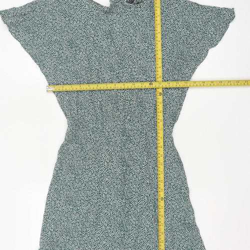 & Other Stories Women Green Floral Short Shift Dress Size 6