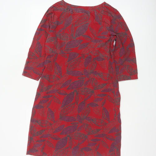Weird Fish Women's Red Floral Cotton Shift Dress Size 12