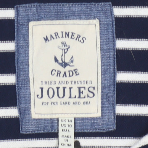 Joules Women Blue White Striped Shift Dress Size 14 Cotton 3/4 Sleeve