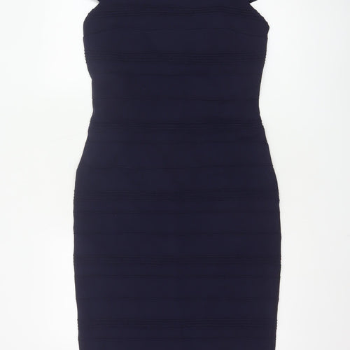 Ted Baker Women's Blue Off Shoulder Bodycon Knee Length Dress Size 12
