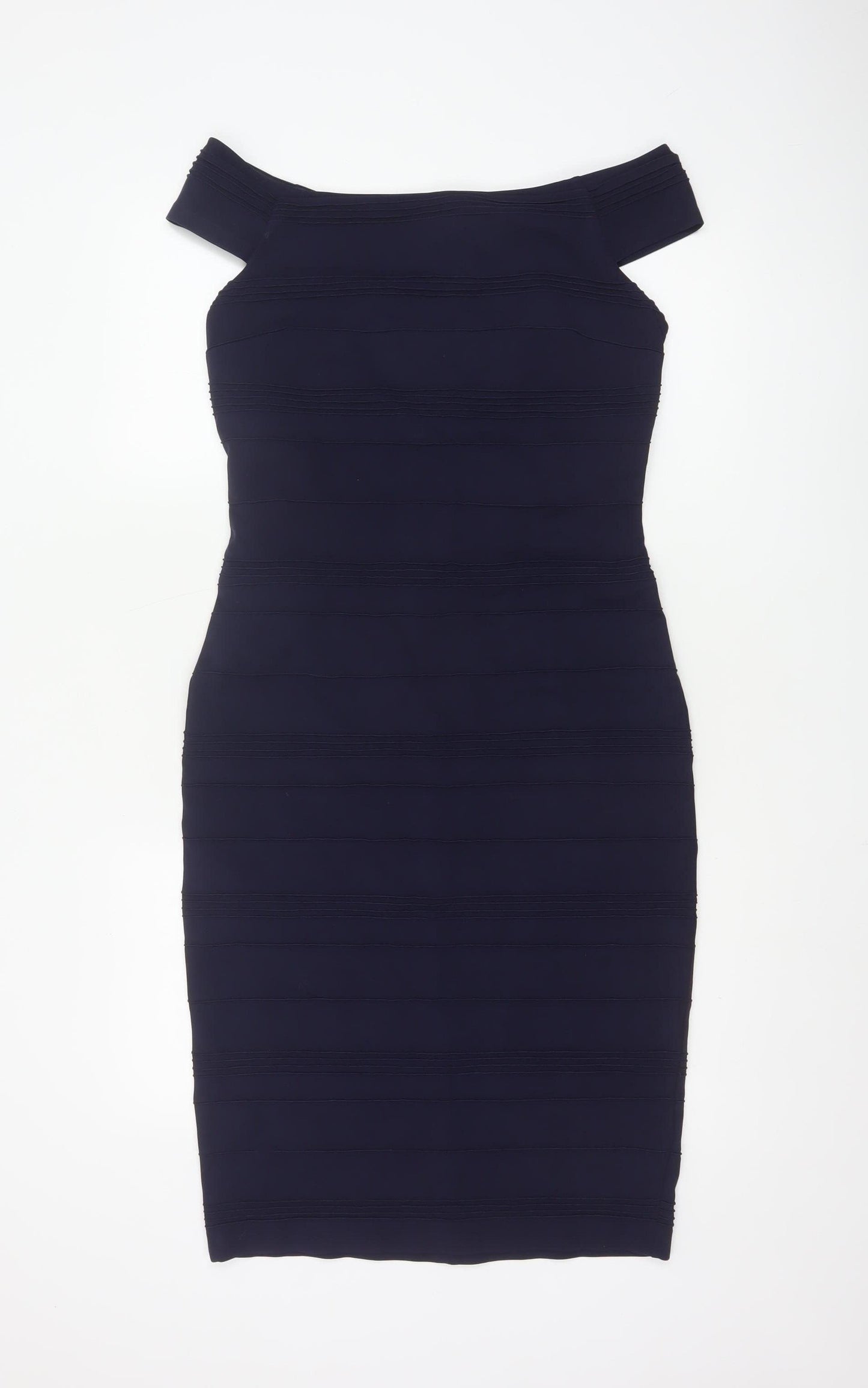 Ted Baker Women's Blue Off Shoulder Bodycon Knee Length Dress Size 12