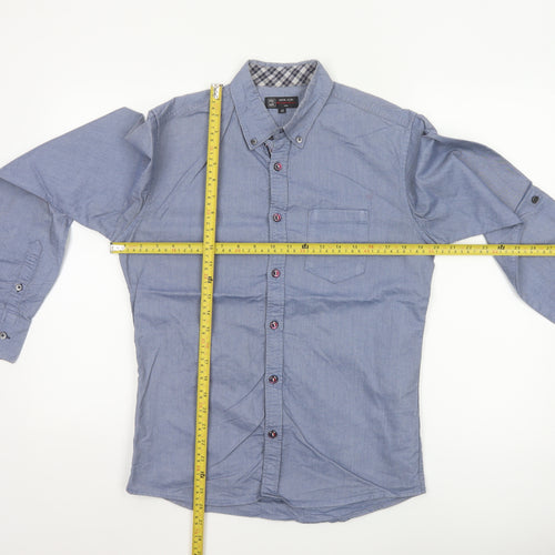 Michel Klein Homme Blue Cotton Button-Up Long Sleeve Shirt Men's M