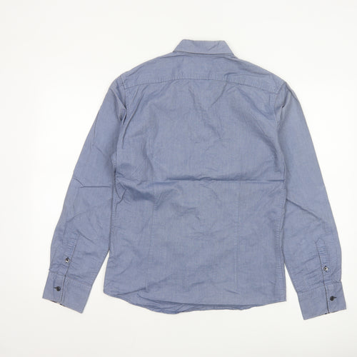 Michel Klein Homme Blue Cotton Button-Up Long Sleeve Shirt Men's M