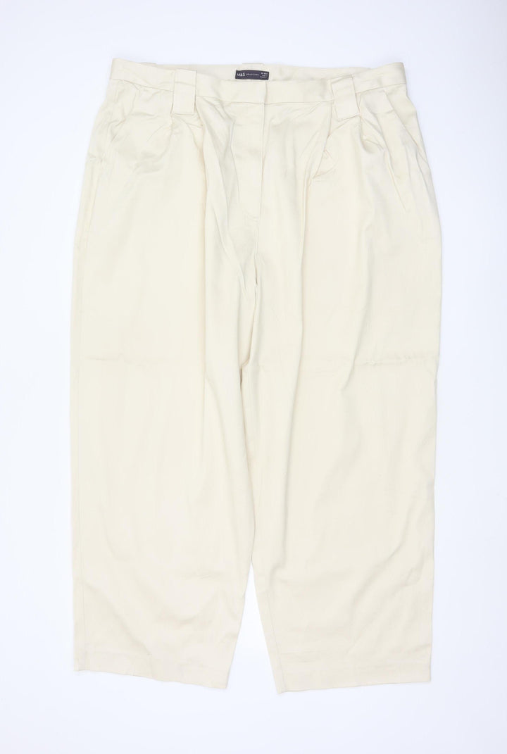 Marks and Spencer Women Beige Size 22 Regular Pleated Trousers