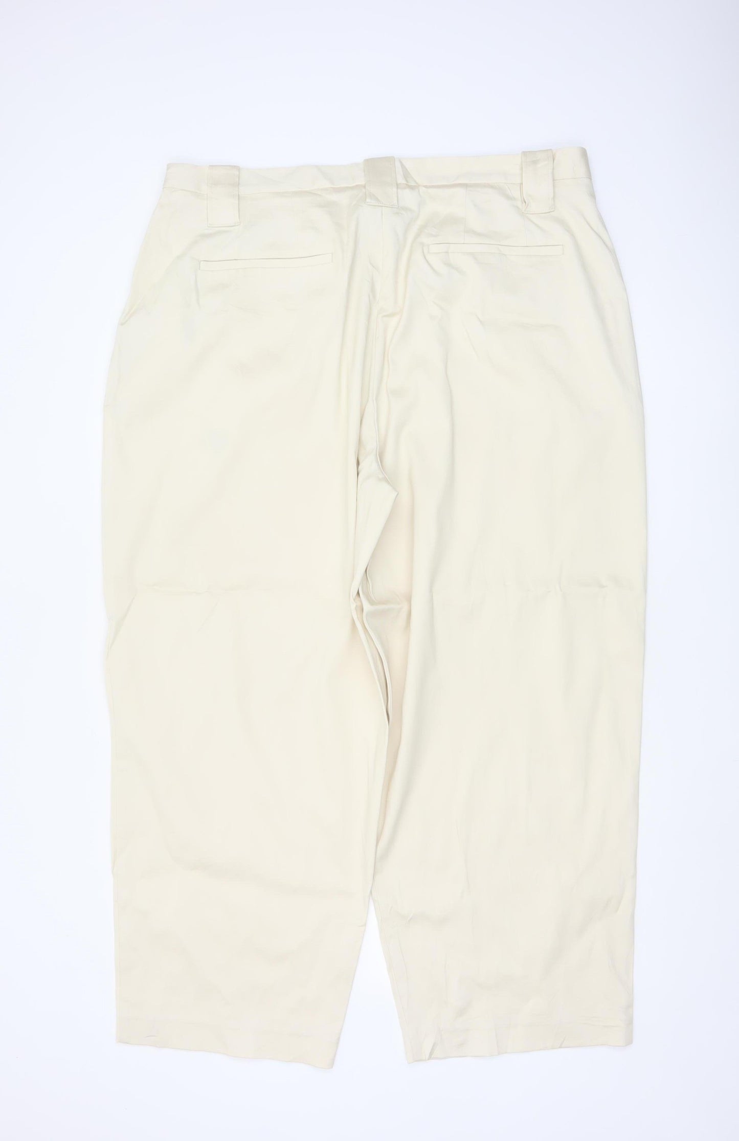 Marks and Spencer Women Beige Size 22 Regular Pleated Trousers