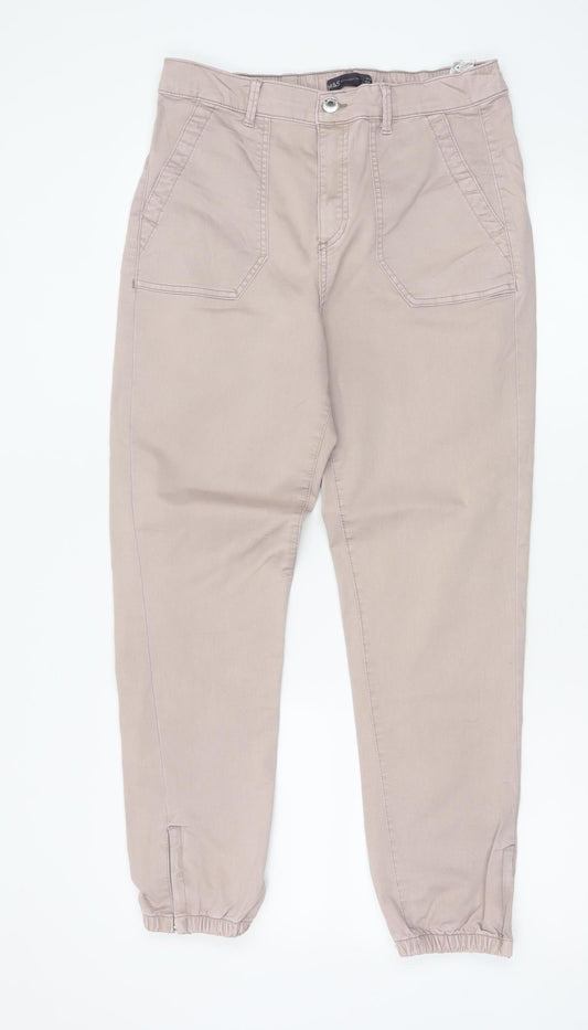 Marks and Spencer Women Beige Jogger Trousers Size 12 Regular
