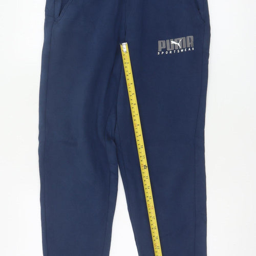 Puma Womens Navy Blue Small Jogger Sweatpants Elastic Waist Sportswear