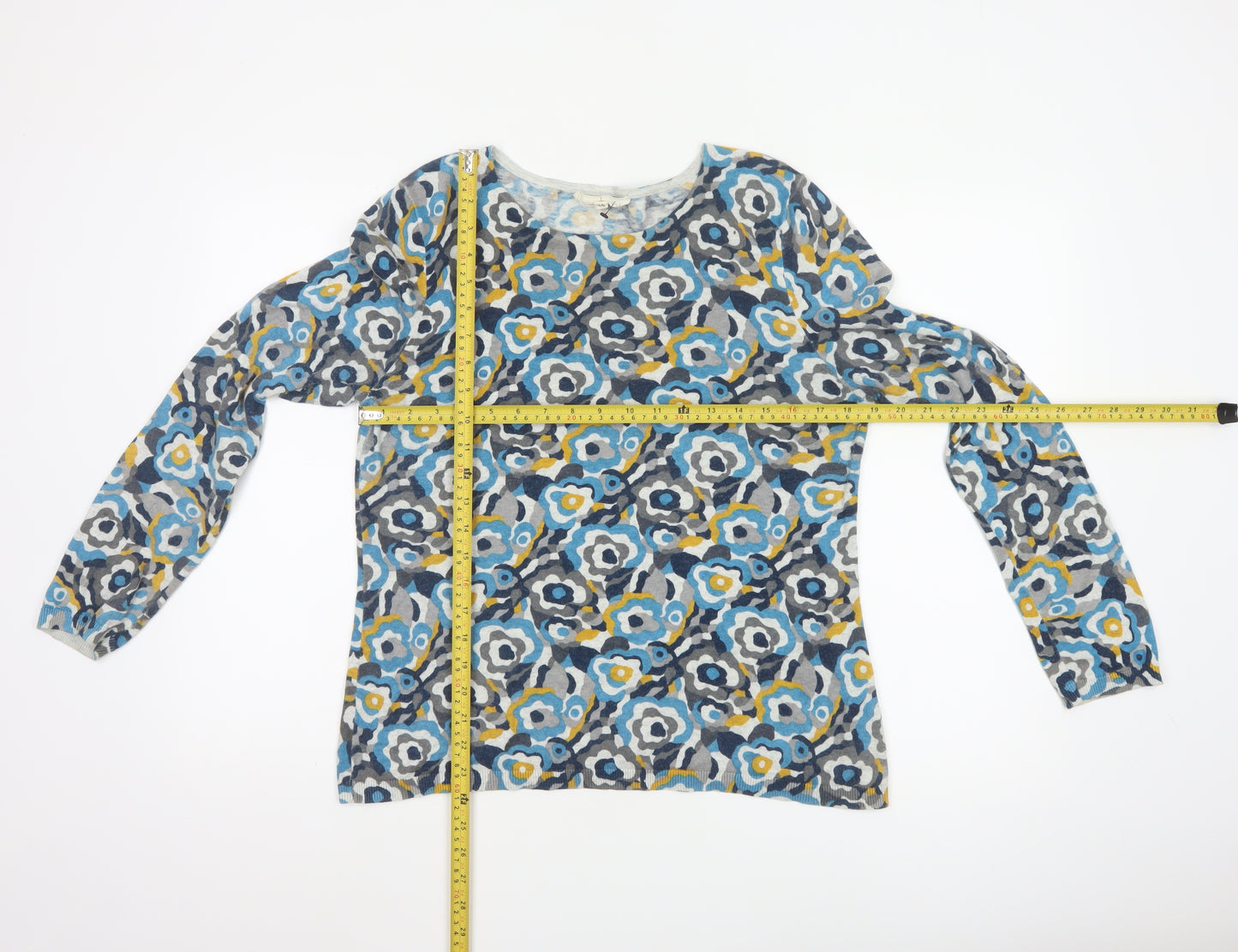 Seasalt Cornwall Women's Multicoloured Floral Cotton Wool Jumper Size 14
